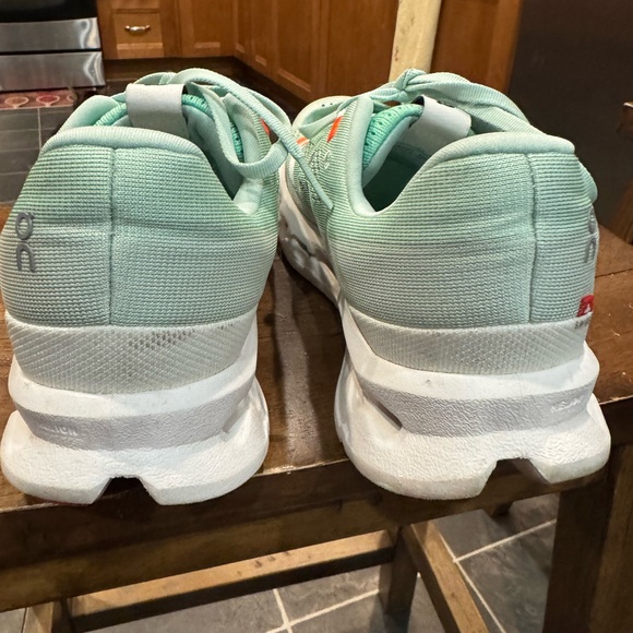 On Running Mint Sneakers with Orange Accents - Picture 4 of 12